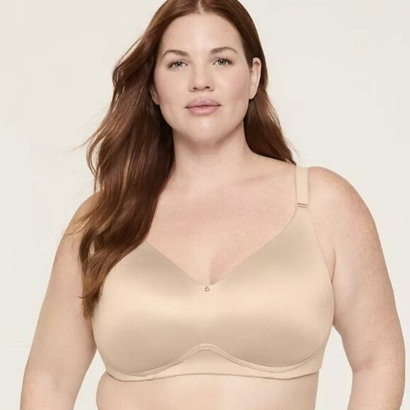 Cacique Lane Bryant 46C Balconette Bra Wireless Cafe Beige Backsmoother Lined - Picture 1 of 9